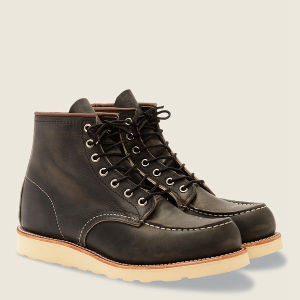 Mens Red Wing Classic Moc - 6-inch Rough & Tough Leather - Heritage Boots Dark Grey - SEM451380